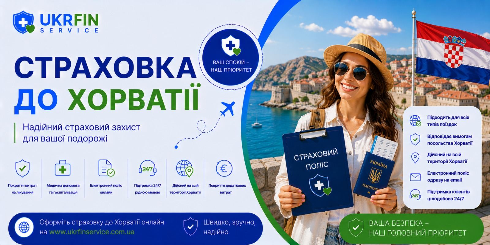 Страховка в Хорватию онлайн для визы, отдыха на Адриатике, путешествий и транзита по Европе