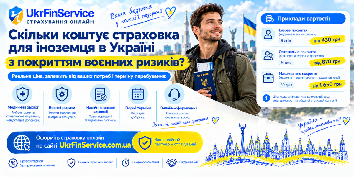 Сколько стоит страховка для иностранца в Украине с покрытием военных рисков