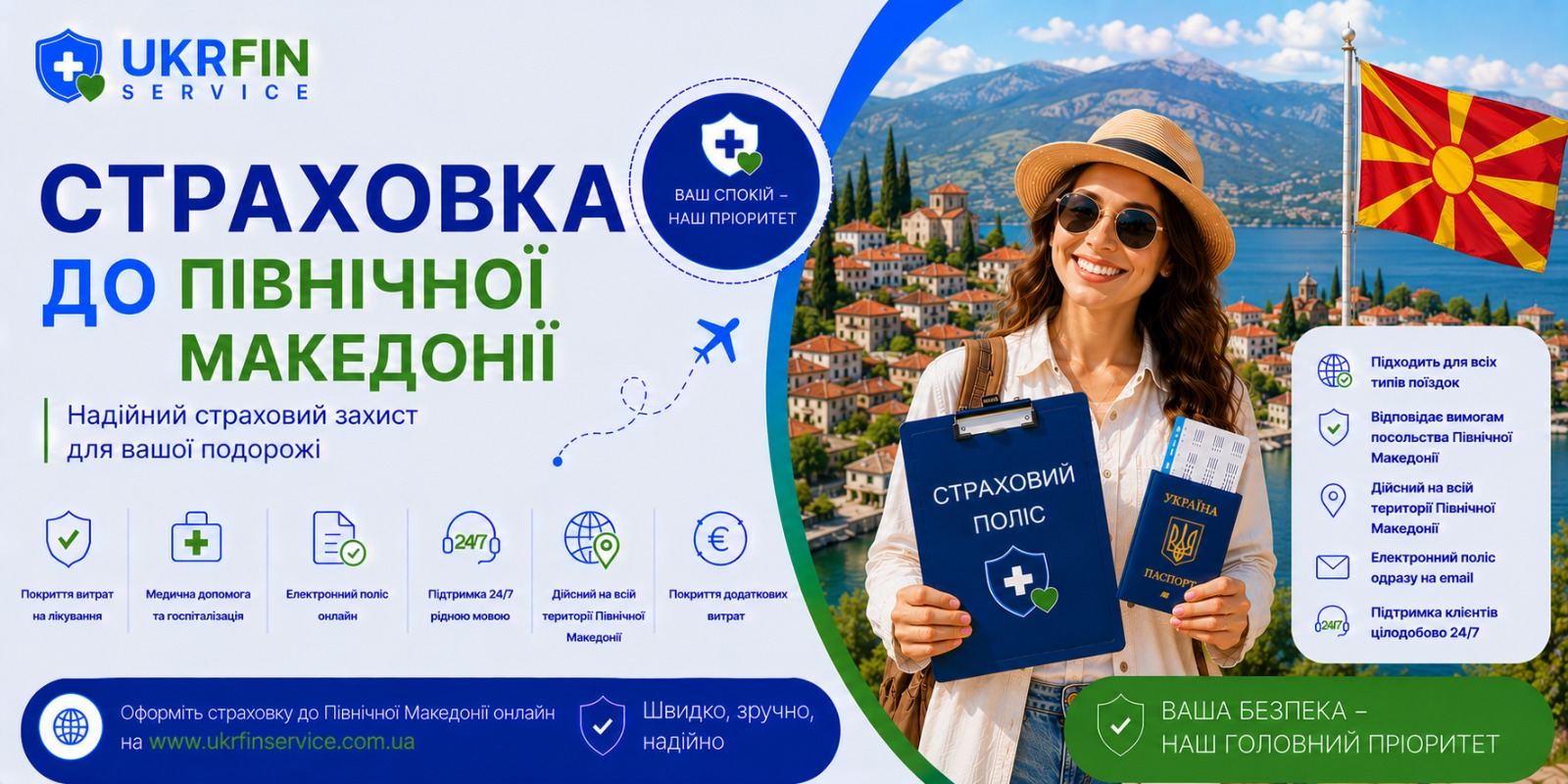 Страхування до Північної Македонії онлайн з України &mdash; медичний поліс для безпечної подорожі